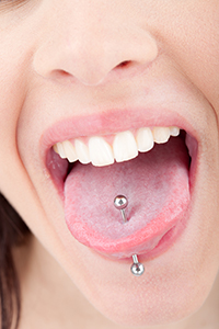Woman with an Oral Piercing